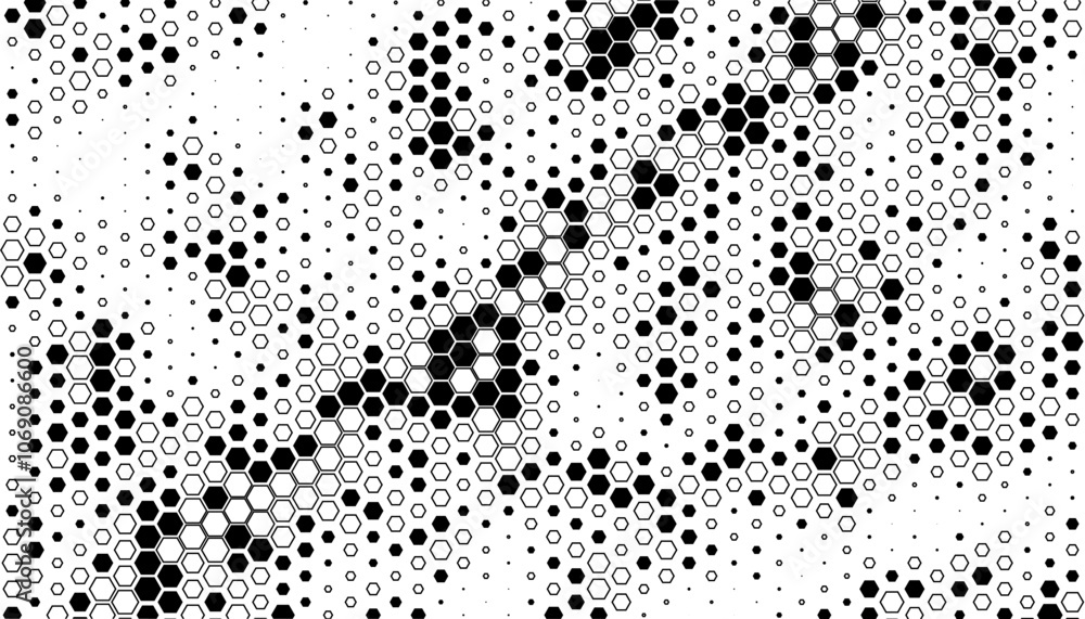 Poster black and white abstract hexagon pattern. modern technology background texture. vector format illust