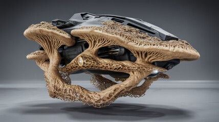 Futuristic drone concept with organic mushroom design