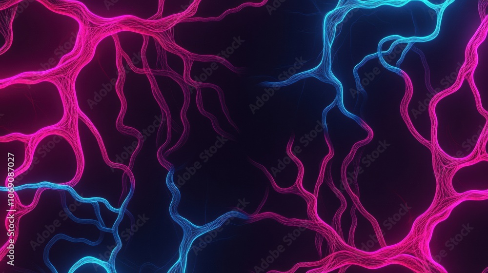 Poster neon fractal energy patterns in flowing design