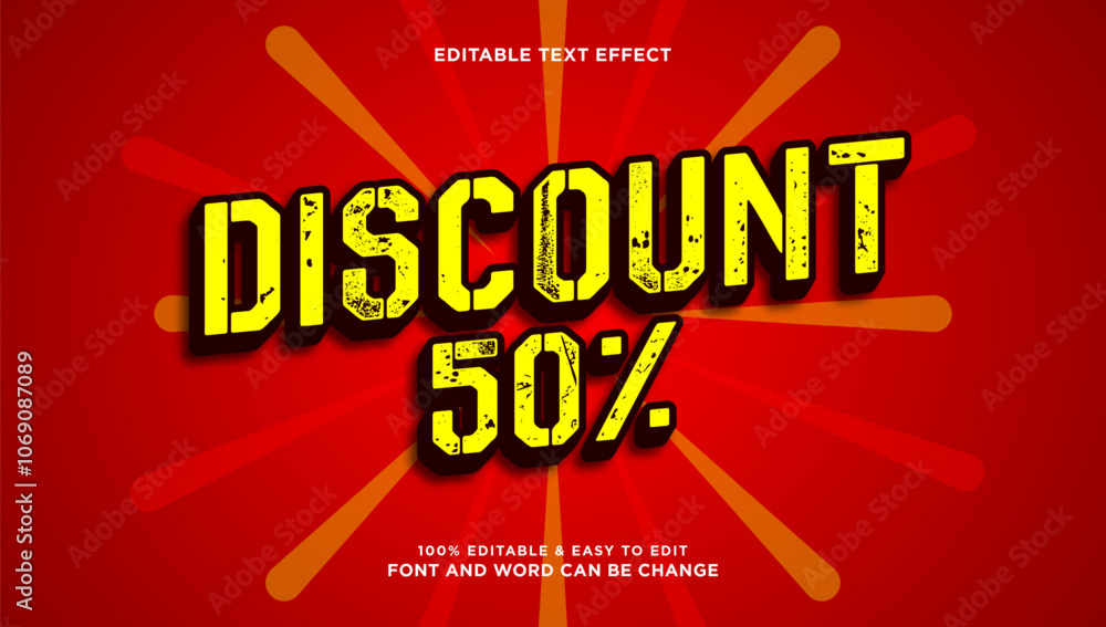 Poster discounty sale text effect with modern 3d style that can be edited