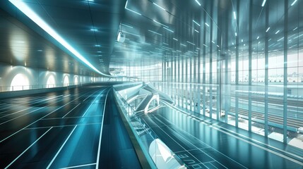 Futuristic High-Tech Train Station Interior
