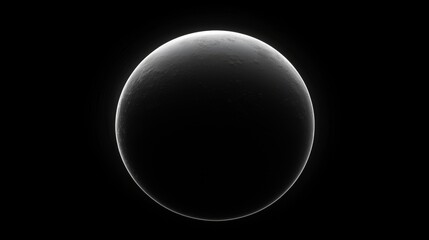 Dark planet with illuminated edge in space