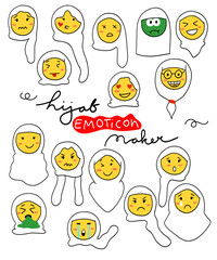 set of hijab emoji emoticon maker muslim girl headscarf custom