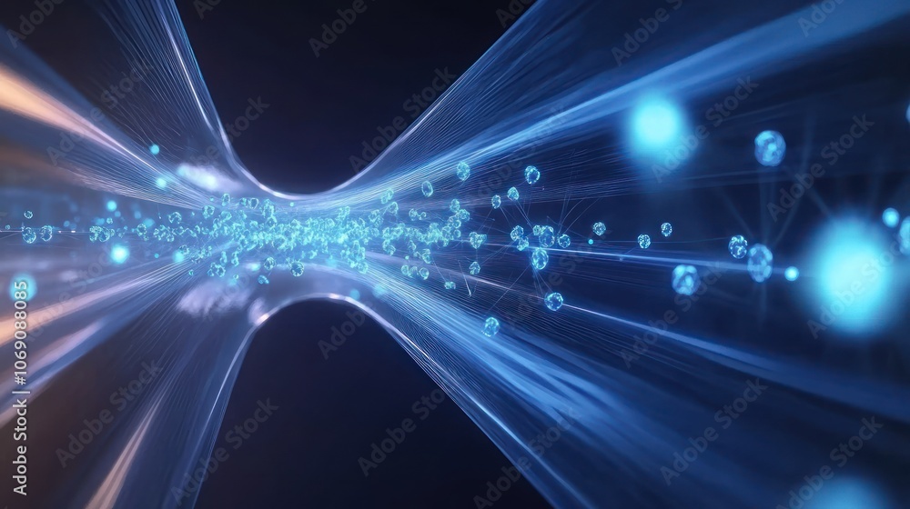 Aufkleber abstract background with a futuristic, glowing tunnel of light and particles.