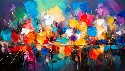 Abstract texture painting, mixing colors and techniques