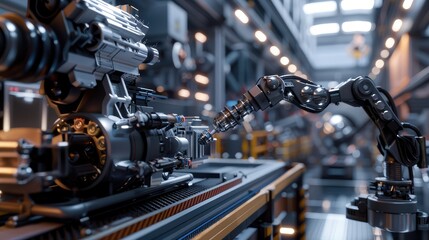 Fototapeta premium Advanced Robotics in Modern Manufacturing Facility