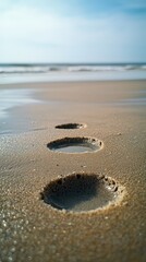 Serene Beach View with Sand Holes