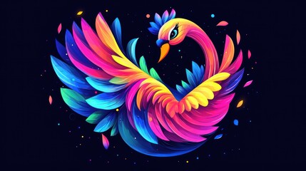 Obraz premium Vibrant Swan with Colorful Feathers