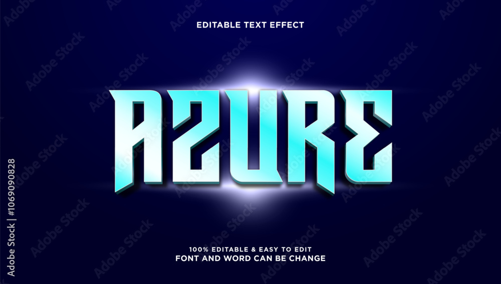 Aufkleber azure text effect with modern and elegant 3d style that can be edited