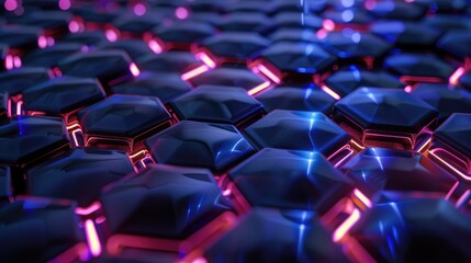 Obraz premium Futuristic Hexagonal Pattern with Neon Lights