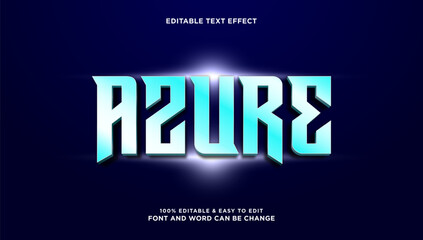 Fototapeta premium Azure text effect with modern and elegant 3d style that can be edited