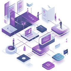 Fototapeta premium A digital transformation roadmap showcasing key milestones and objectives, emphasizing the integration of technology into traditional business models