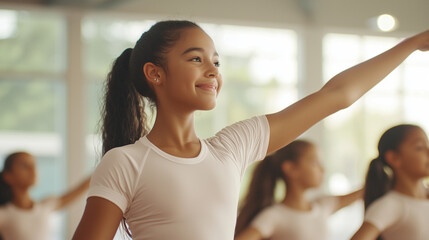 Young Female Teacher Leading Ballet Class in Dance Studio