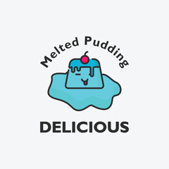 Naklejka premium Sweet pastry flat logo of bakery with melted pudding shape illustration design