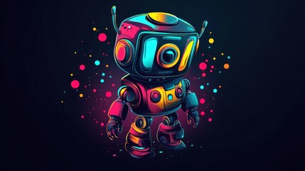 Neon Robot Illustration