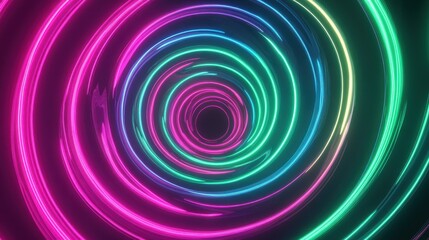 Colorful Neon Lights in a Spiraling Pattern
