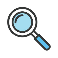 Magnifying Glass Icon with Blue Lens and Handle, Simple magnifying glass icon with a blue lens and handle, symbolizing search, inspection, and focus, ideal for UI, research, and educational graphics.
