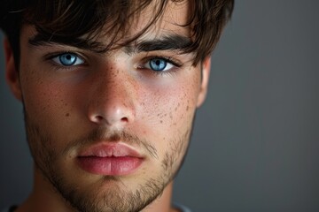 Obraz premium Portrait Of Young Man On Gray Background