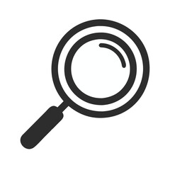 Magnifying Glass Outline Icon, Simple black and white outline of a magnifying glass, symbolizing search, inspection, and zoom, ideal for user interface and research-related designs.
