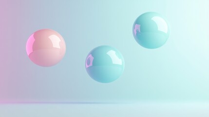Floating Spheres in Soft Pastel Colors