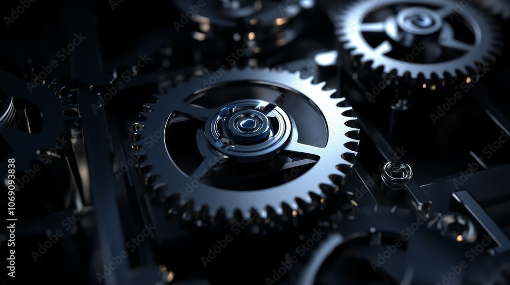 Poster close-up of interlocking gears showcasing mechanical design and precision engineering.