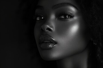 A monochrome minimalist portrait with dramatic lighting. Generative AI