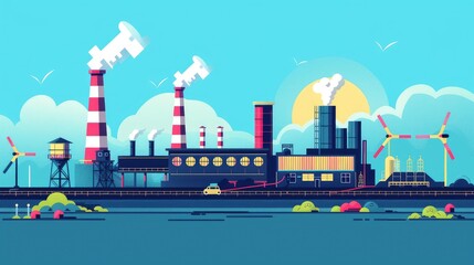 Modern Industrial Factory with Clean Energy