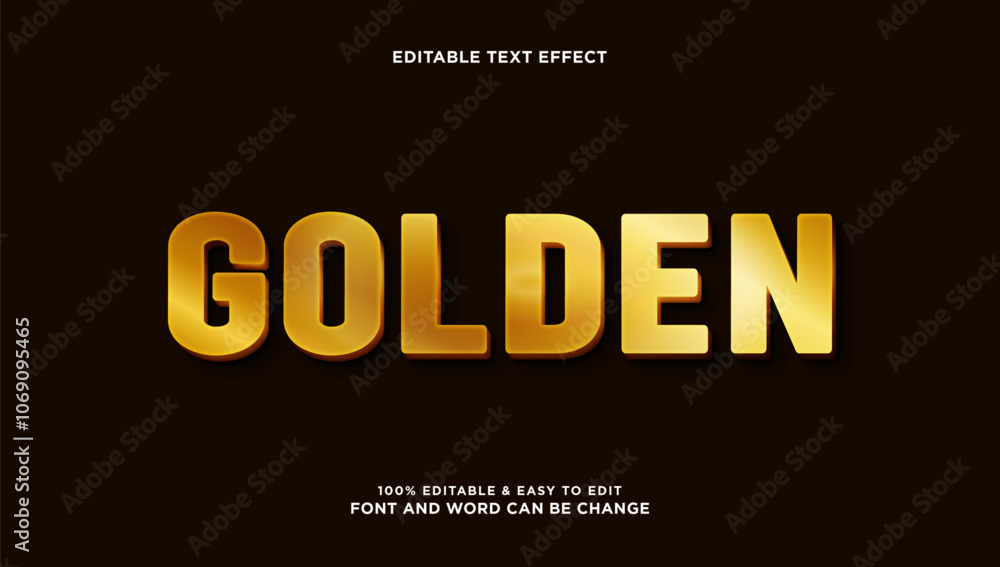 Poster gold text effect with modern and elegant 3d style that can be edited easily
