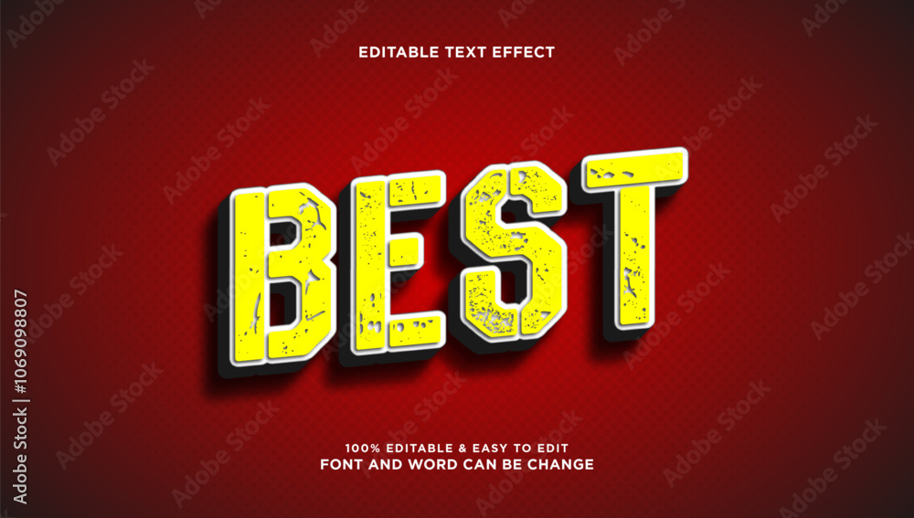 Poster best text effects with modern 3d style that can be edited