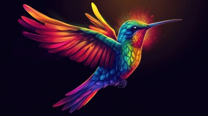 Rainbow Hummingbird in Flight