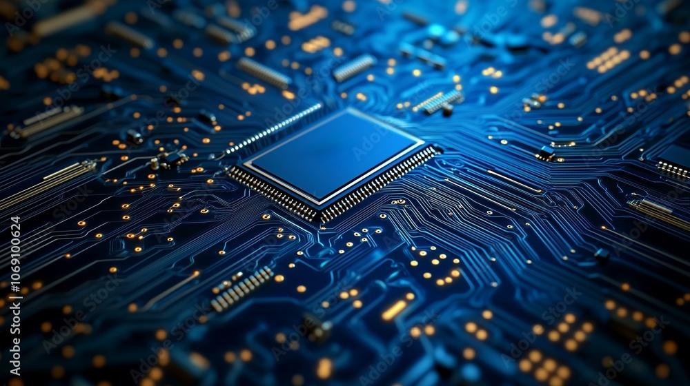 Aufkleber close-up view of a computer circuit board showcasing intricate designs, components, and detailed cir
