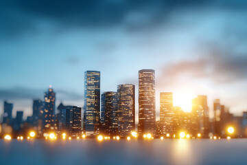 Fototapeta premium Innovative smart skyscrapers enhance urban skyline with sustainable technology