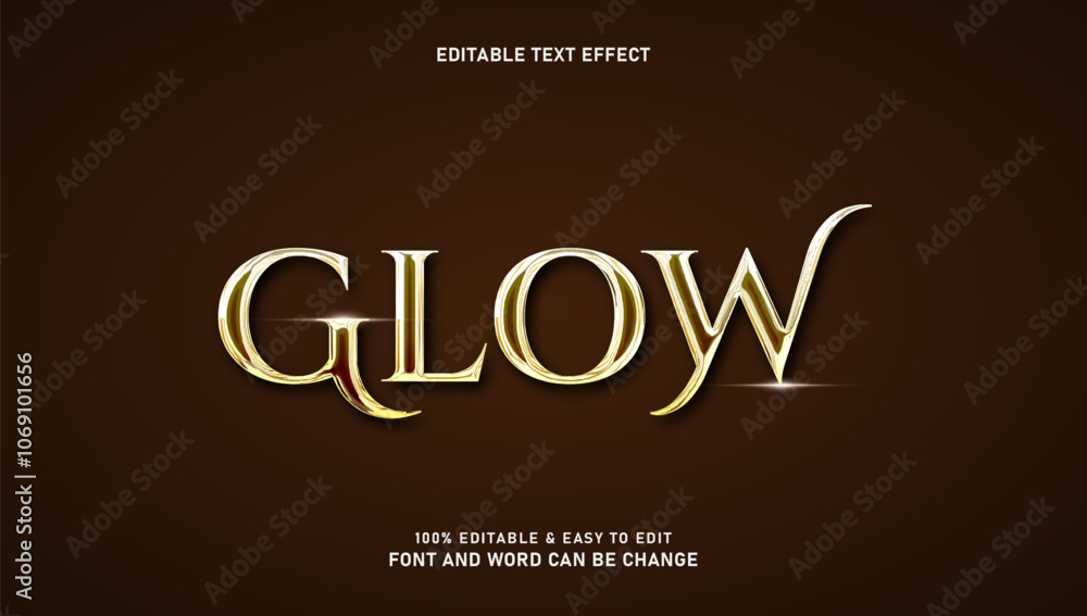 Aufkleber glow text effect with modern and elegant 3d style that can be edited