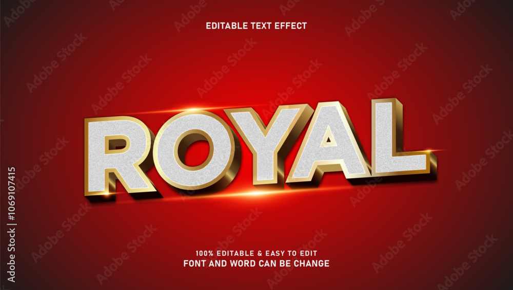 Poster gold text effect with royal writing in modern and elegant 3d style that can be edited