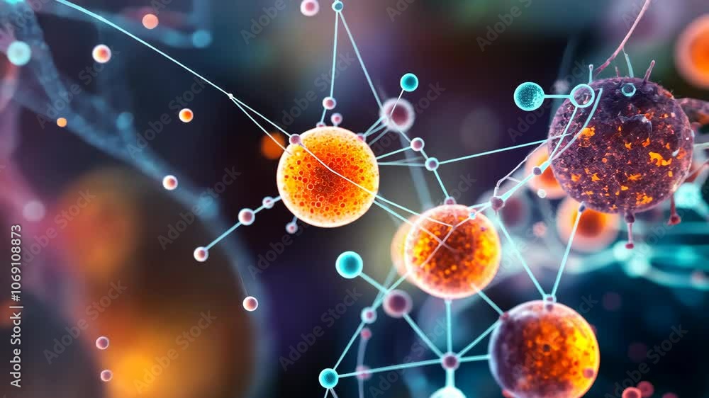 Aufkleber a close-up of a colorful network of spheres and lines, representing a complex system