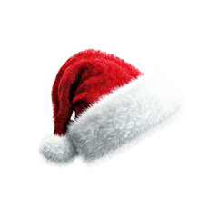Red and white Santa Claus hat on a white background.