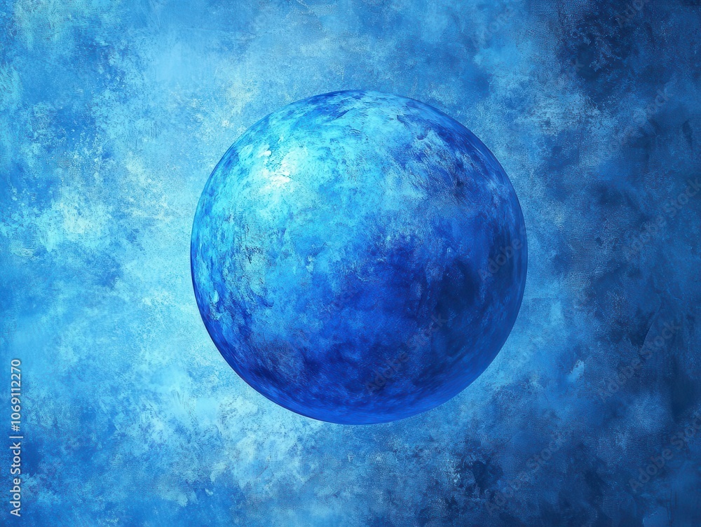 Poster blue gradient sphere with a grainy texture, abstract digital art evoking a sense of depth and dimens