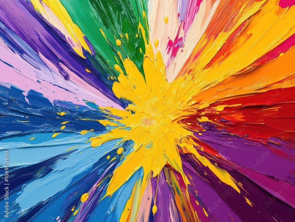 Aufkleber bold and vivid abstract background of splattered paint strokes, a dynamic explosion of colors creati