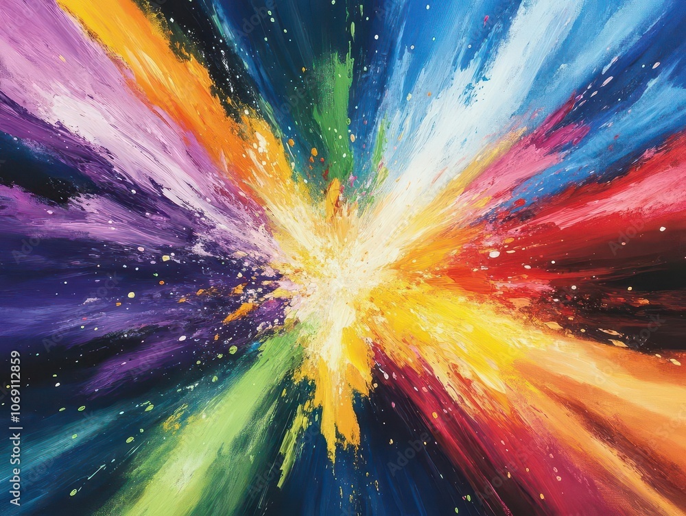 Aufkleber bold and vivid abstract background of splattered paint strokes, a dynamic explosion of colors creati
