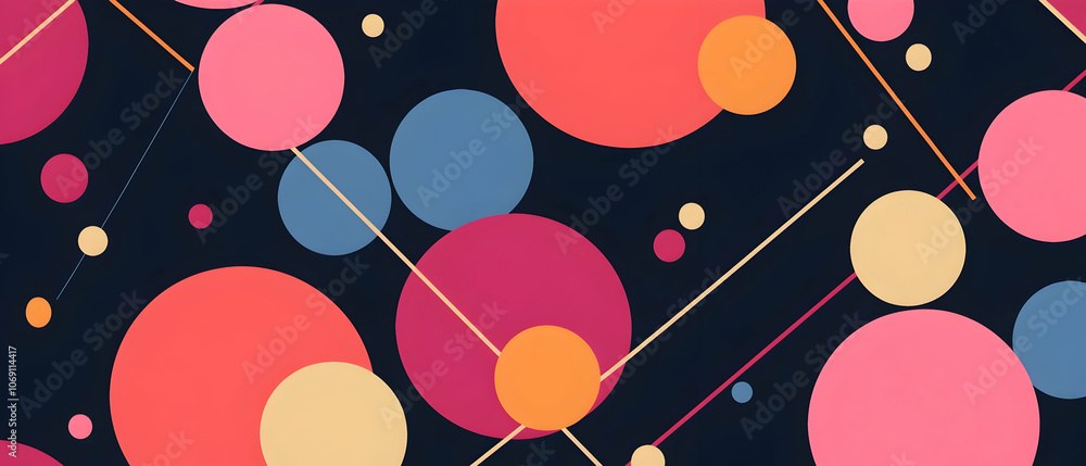 Aufkleber abstract geometric pattern with circles and lines on a dark blue background.
