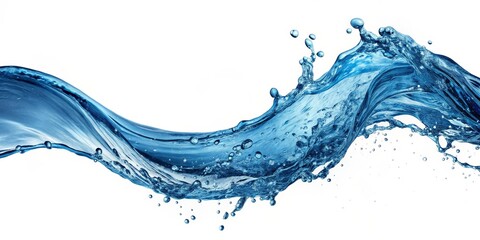 Water Splash Photography Blue Wave with Bubbles on White Background, water splash, liquid photography, splash art