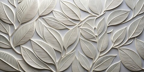 White Leaf Pattern Relief 3D Wall Art, interior design, wall decor, home decor