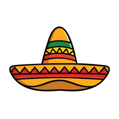 Colorful Sombrero Hat Icon with Decorative Pattern, Illustration of a traditional sombrero hat in bright colors with decorative patterns, representing Mexican culture, festivities, and celebrations.
