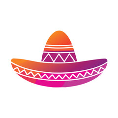 Colorful Sombrero Hat Icon with Decorative Pattern, Illustration of a traditional sombrero hat in bright colors with decorative patterns, representing Mexican culture, festivities, and celebrations.