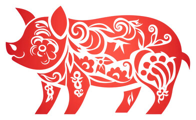 PNG Red paper pig mammal animal.