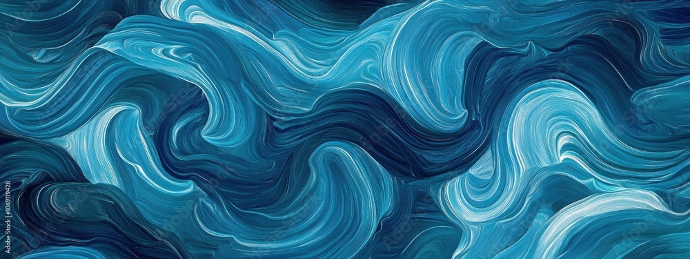 Poster vibrant blue abstract wave, a flowing design of deep azure and cerulean hues, evoking movement and t