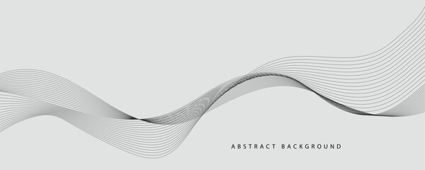 Abstract wave element for design. Digital frequency track equalizer. Stylized line art background. Vector illustration. Wave with lines created using blend tool. Curved wavy line, smooth stripe.