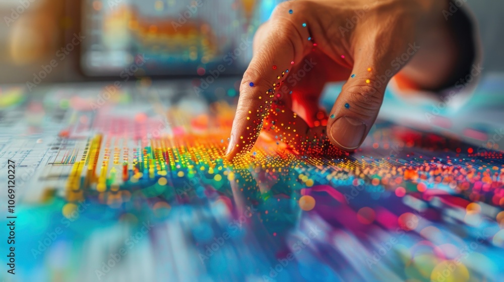 Poster hand interacting with data visualization