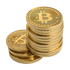 Golden coin Stack &ndash; Isolated High-Resolution Cryptocurrency Coins.