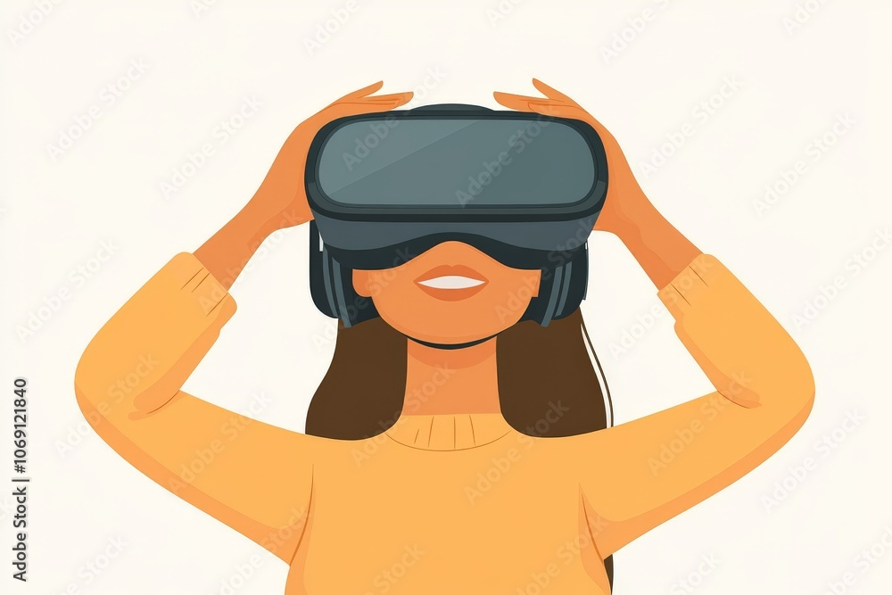 Poster high contrast black and white sketch of a person using vr representing the contrast between reality 
